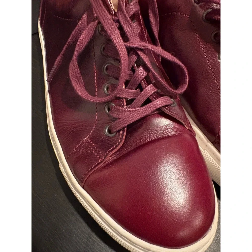 Modern Fiction Homme Mens Sneakers‎ Leather 10.5 Burgundy Low Top Contrast Heel